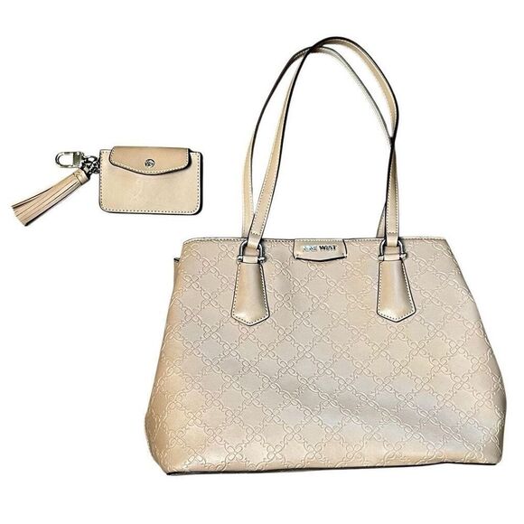 Nine West Marcelie Tote Tan Shoulder Scatchel - Picture 1 of 16